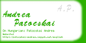 andrea patocskai business card